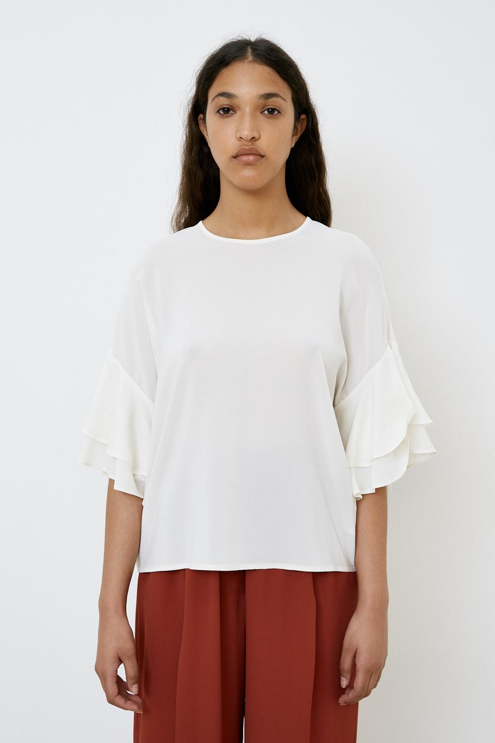 Blusa Maglia Bianca Con Volant BLUSA CON VOLANT Forpen
