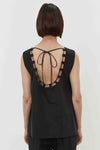 Blusa smanicata con fiocco dietro