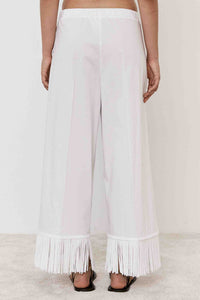 Pantalone dritto con motivo frange sul fondo