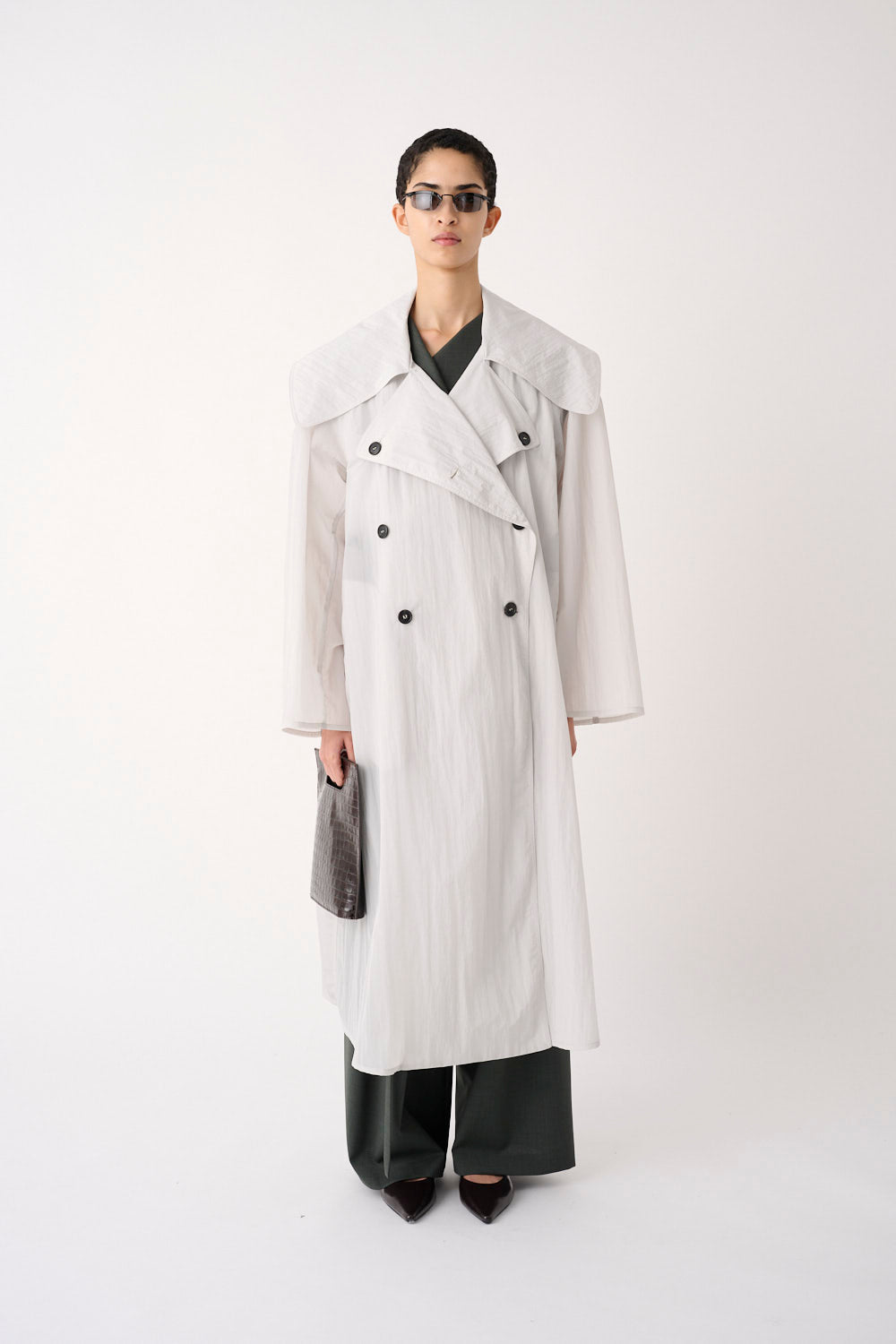 TRENCH LUNGO IN TELA NYLON