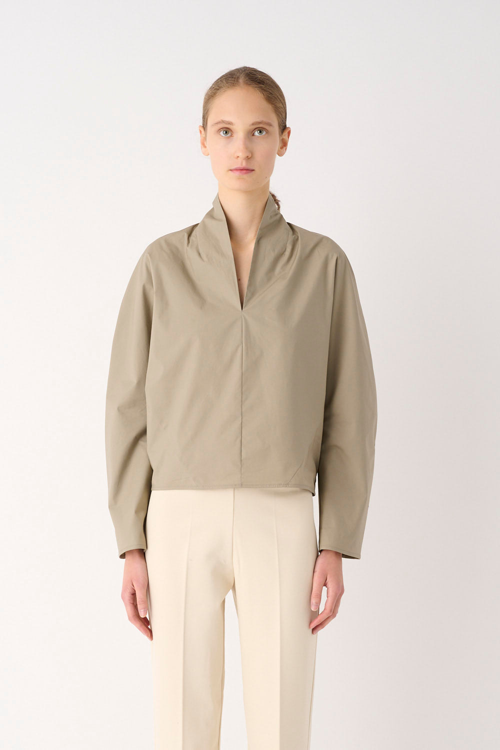 BLUSA MANICA LUNGA IN POPELINE STRETCH