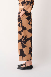PANTALONE AMPIO IN TESSUTO SCUBA STAMPATO FIORE LUNGHEZZA ALLA CAVIGLIA