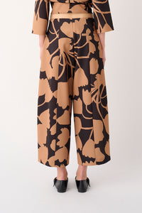 PANTALONE AMPIO IN TESSUTO SCUBA STAMPATO FIORE LUNGHEZZA ALLA CAVIGLIA