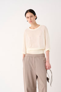 MAGLIA GIROCOLLO IN MISTO COTONE GARZATO