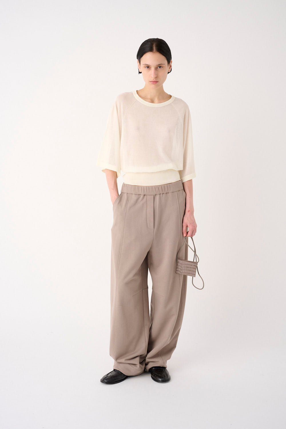 MAGLIA GIROCOLLO IN MISTO COTONE GARZATO