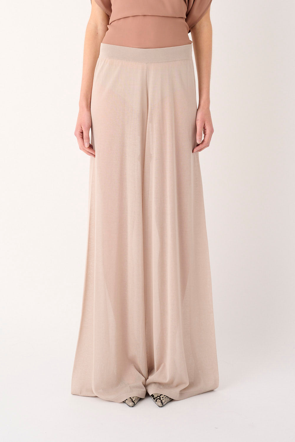 PANTALONE AMPIO IN MAGLIA MISTO COTONE GARZATO