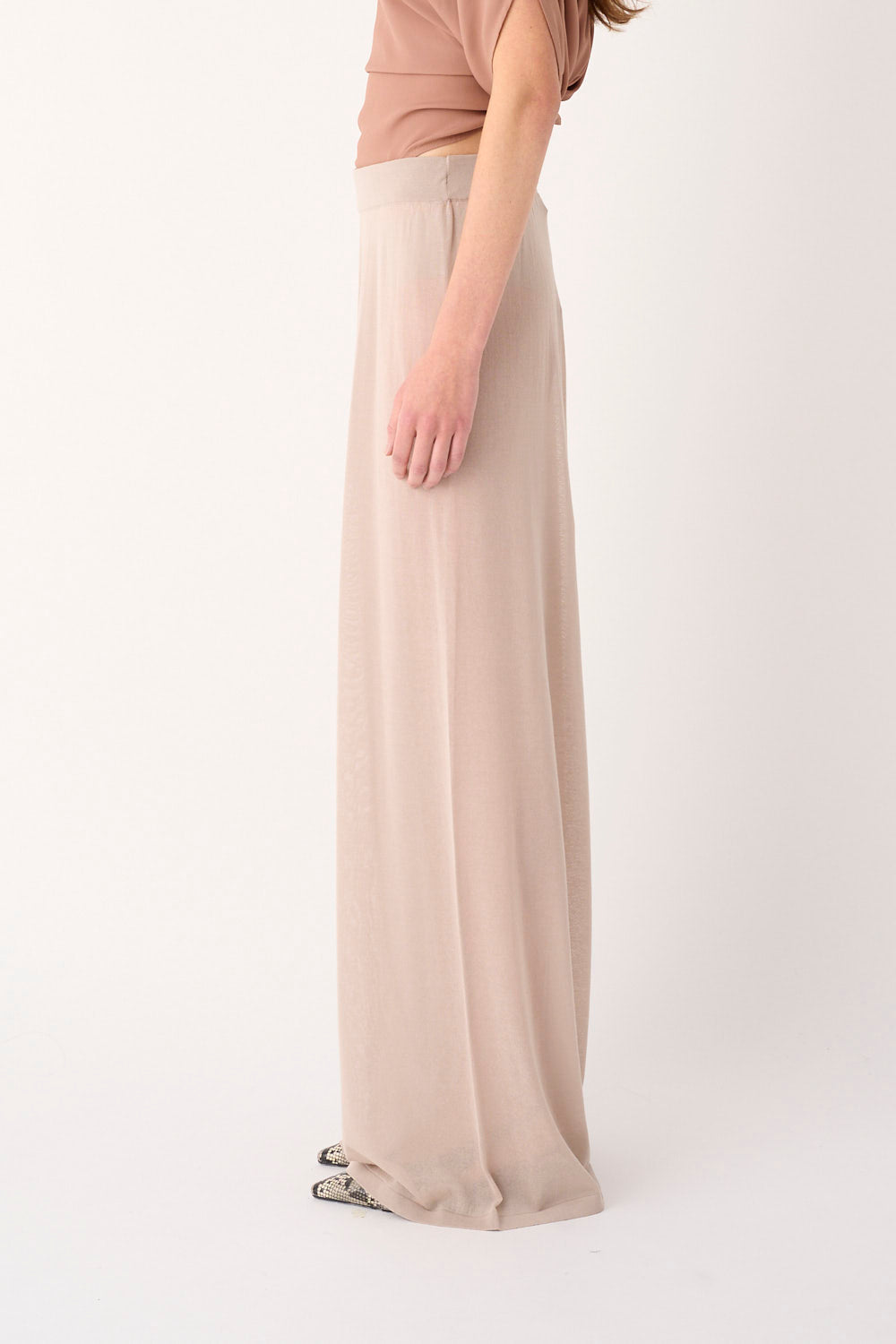 PANTALONE AMPIO IN MAGLIA MISTO COTONE GARZATO