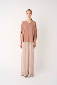 PANTALONE AMPIO IN MAGLIA MISTO COTONE GARZATO