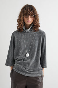 T-SHIRT COLLO ALTO IN MORBIDA CINIGLIA