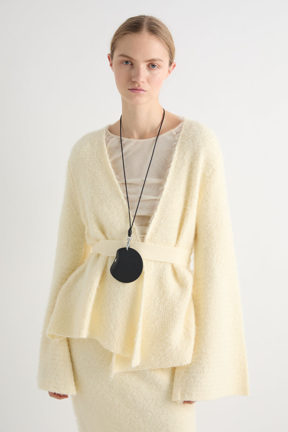 CARDIGAN IN FILATO EFFETTO PELLICCIA CON CINTURA ABBINATA