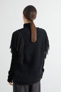 GILET IN MISTO LANA CON FRANGE
