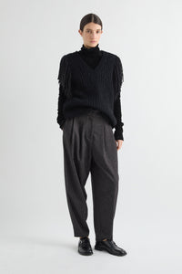 GILET IN MISTO LANA CON FRANGE